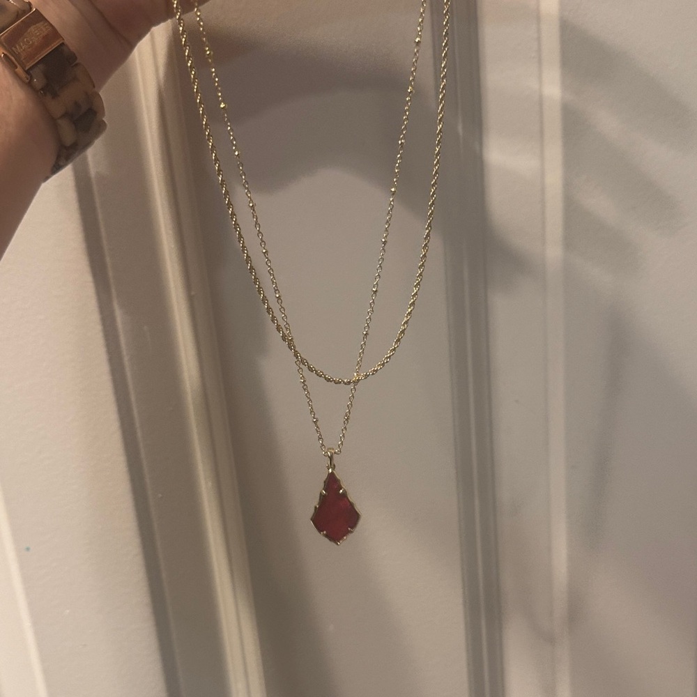Kendra Scott Gold Necklace with Red Pendant